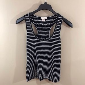 evie Black and White Striped Racerback Tank Top-M
